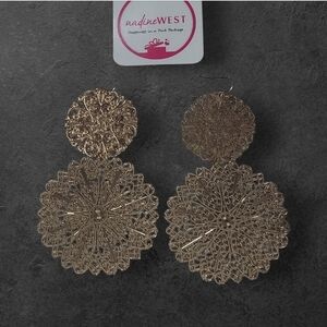 NWT Nadine West Gold Mandala Art Earrings ~4"